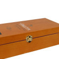 DS Natural solid wood wine box with branding on lid wooden wine box